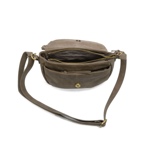Joy Susan Helene Saddle Crossbody Bag Dark Taupe