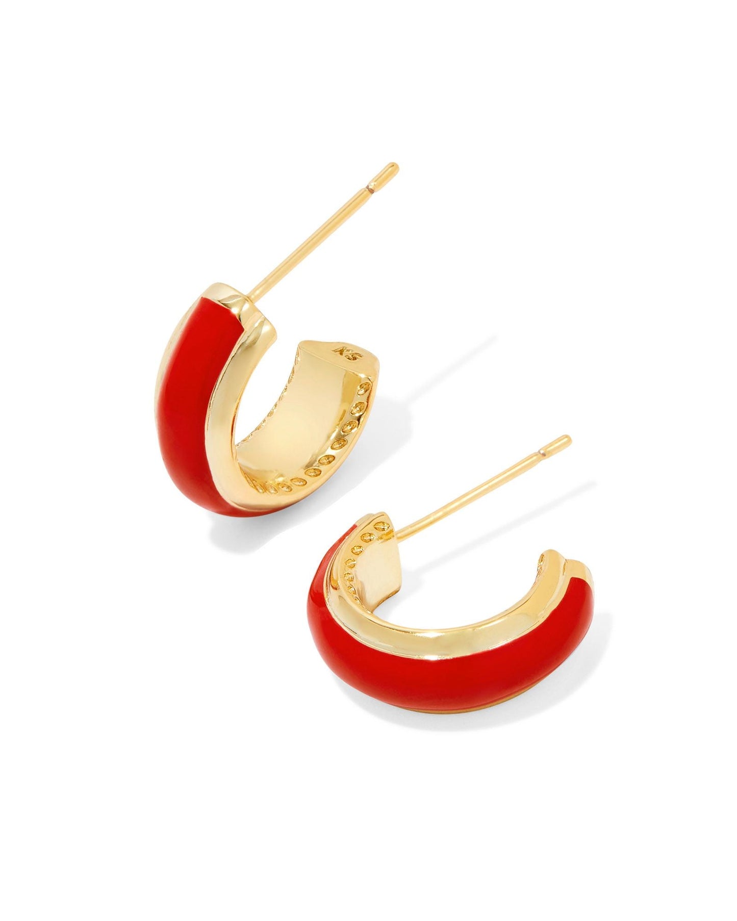 KS AINSLEY HUGGIE EARRINGS GOLD RED