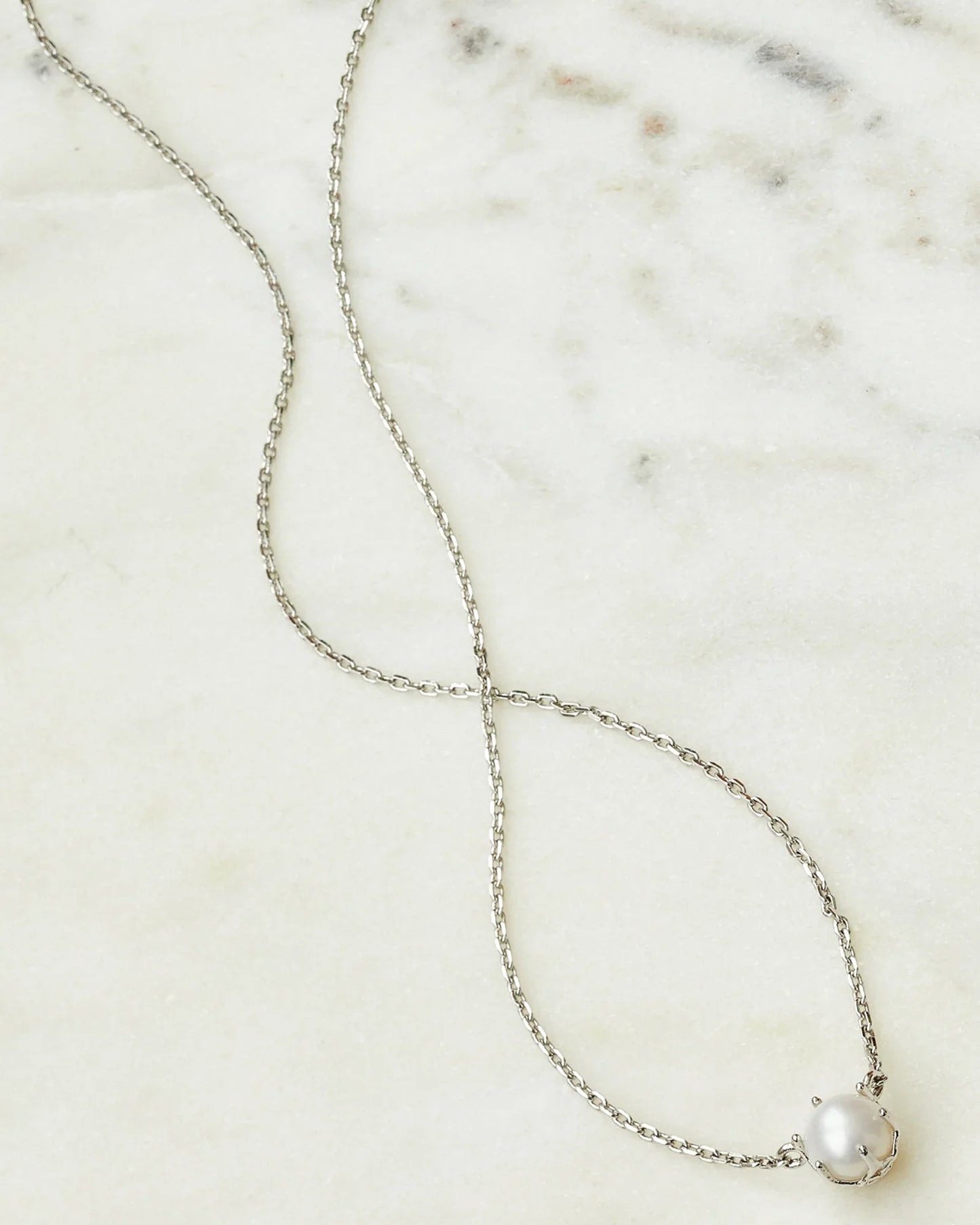 KS ASHTON PEARL PENDANT NECKLACE SILVER