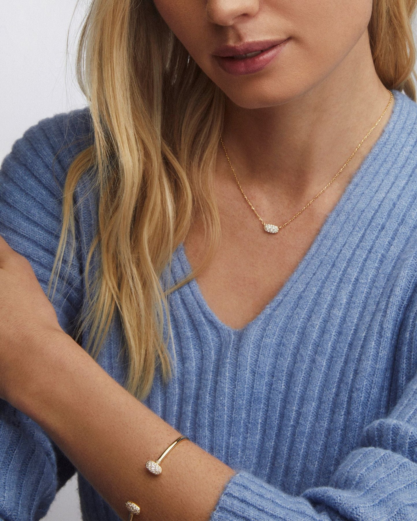 KS GRAYSON CUFF BRACELET GOLD WHITE CRYSTAL