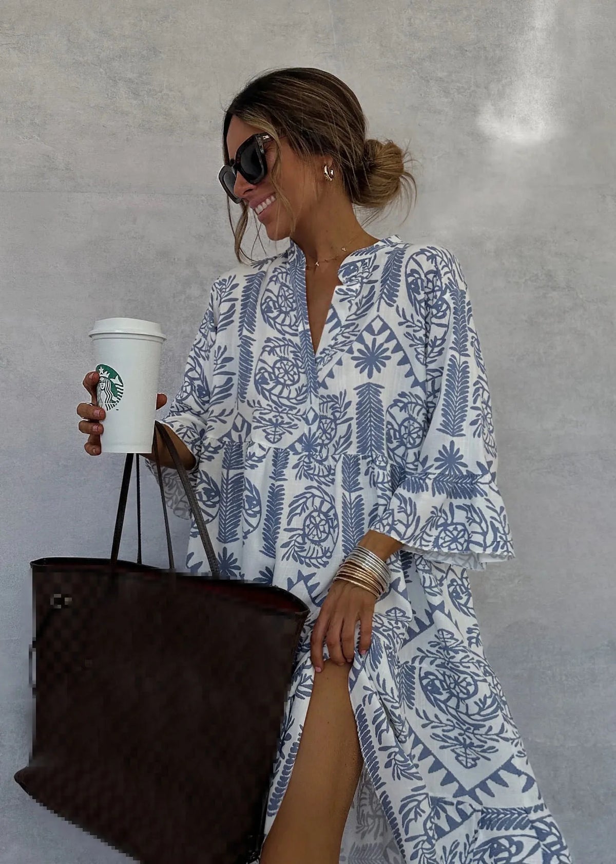 Robe loose bohème imprimée vintage