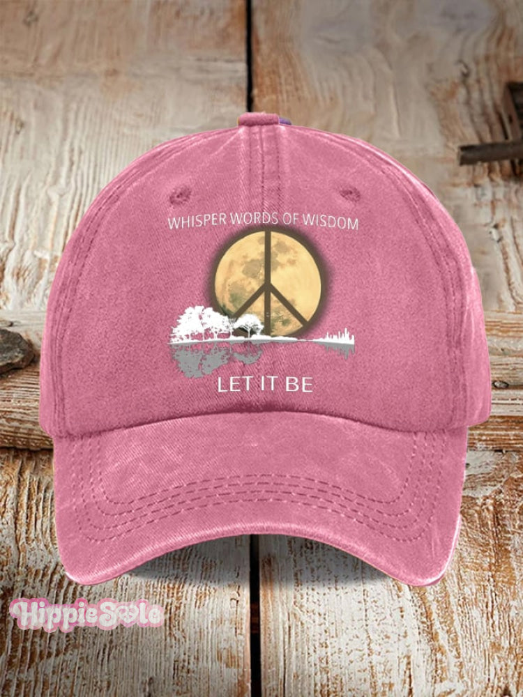 Hippie Guitar Lake Whisper Words Of Wisdom Let It Be Print Baseball Cap