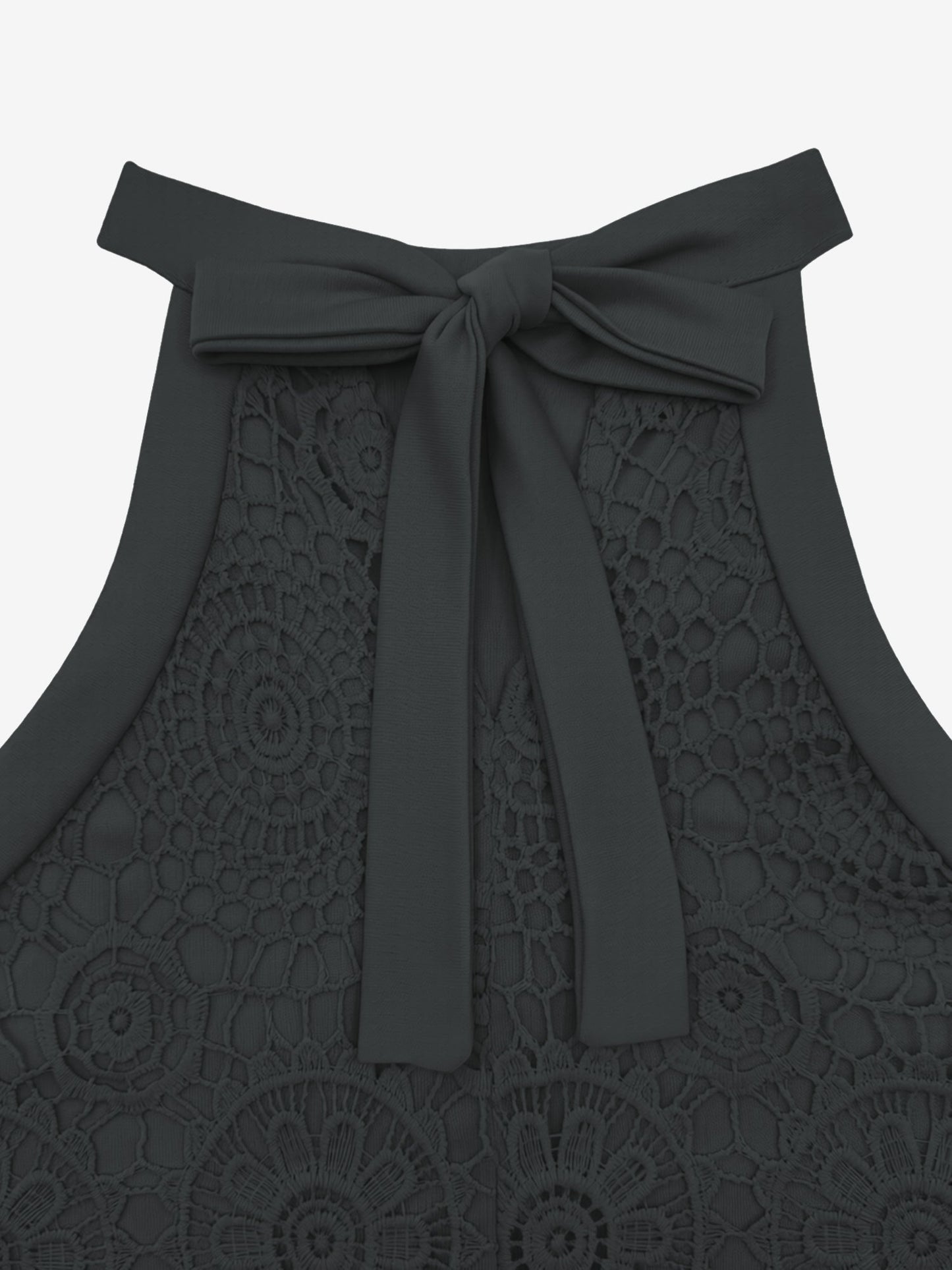 Elegant Floral Lace & Adjustable Straps Solid Color Halter Neck Lace Sleeveless Blouse