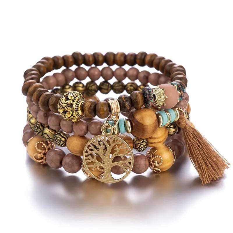 🎁Ethnic Multi Layered Wooden Beads Stretch String Bracelet(Free for purchases over $69)