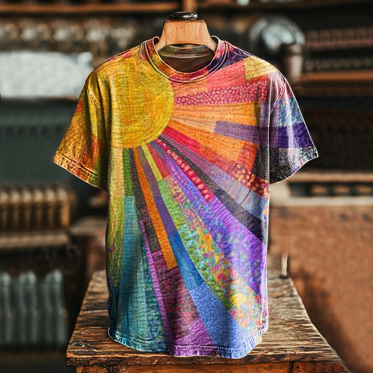 Unisex Colorful Sun Collage Art Print Casaul Short Sleeve T-Shirt