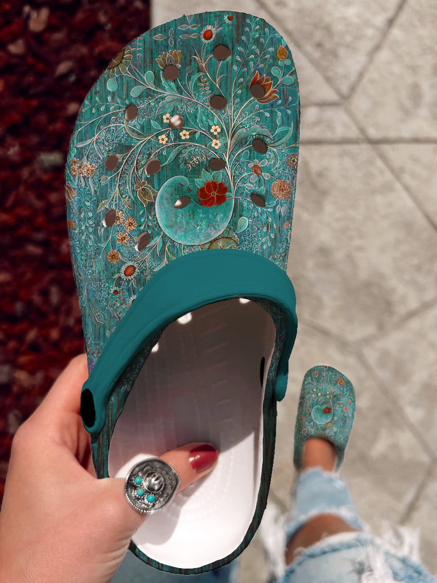 Vintage Ethnic Floral Art Print Casual Hole Slippers