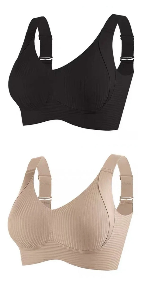 🌷 50% OFF – LIMITED TIME! 💕Subtle Striped Seamless Bra with W-Support ✨ Wire-Free Lift & Unmatched Comfort