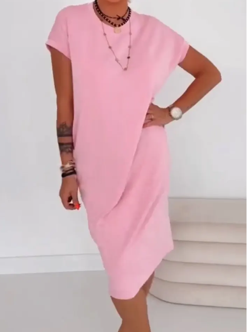 💐Women's T-Shirt Dress – Soft, Pockets, Effortless Midi