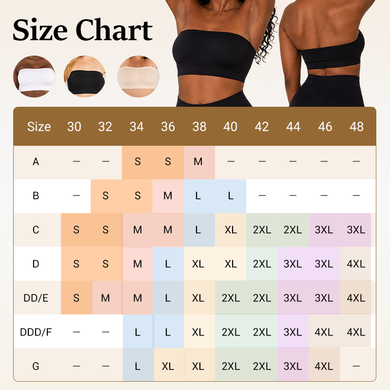 Anti-Slip Grip & Removable Straps✨Convertible Strapless Bandeau Bra with Wireless Comfort👍Suitable for All Body Types