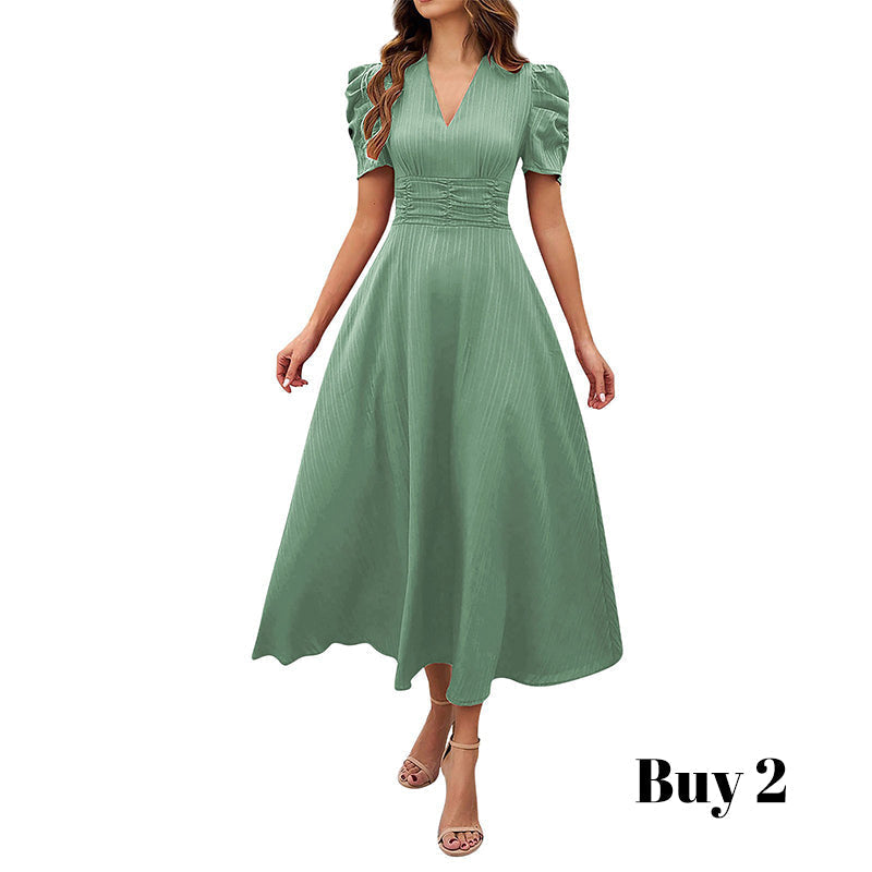 π₯³2026 HOT SALEπ₯³π50K+ SOLD!π₯ππΏ 50% OFF! Elegant Puff Sleeve Dress β V-neck & high waist create hourglass shape. Breathable, wrinkle-resistant. Perfect for mature women. πβ