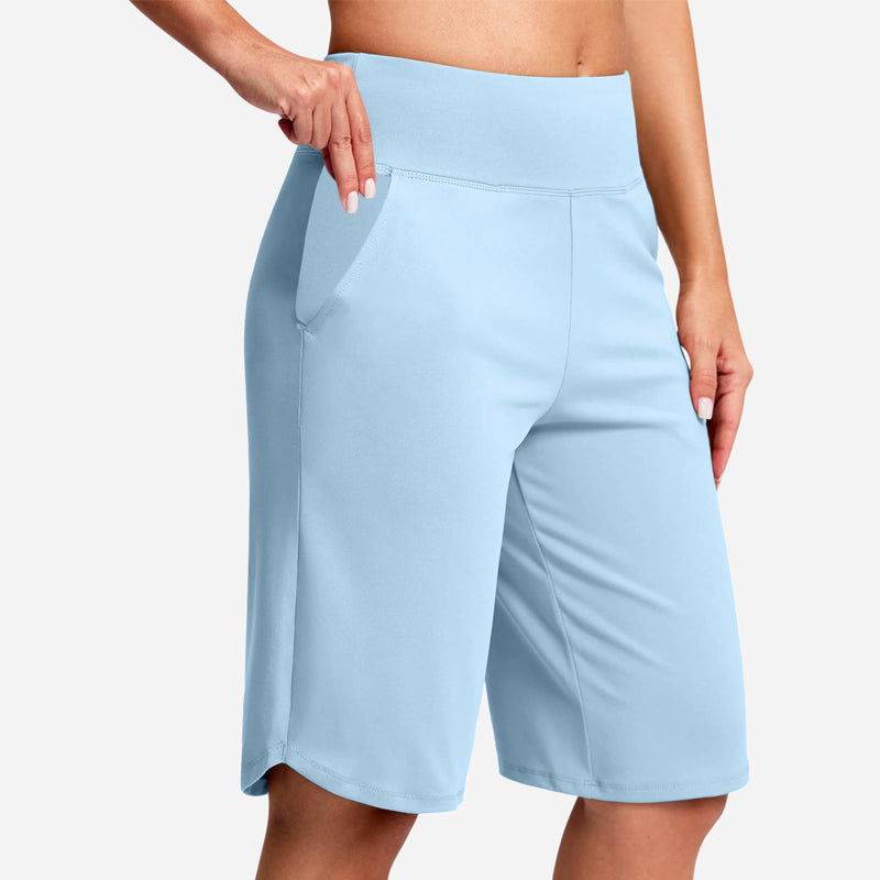 🏆 Last Day Special Price £12.99 ! 💐Women's Bermuda Shorts with Pockets -👍Knee Length Athletic Casual Long Shorts