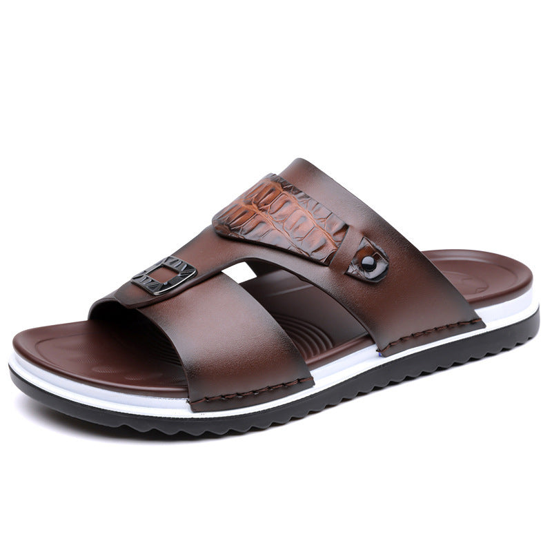 📢📢50% OFF !! ⏰Men's Faux Leather Slip-On Sandals