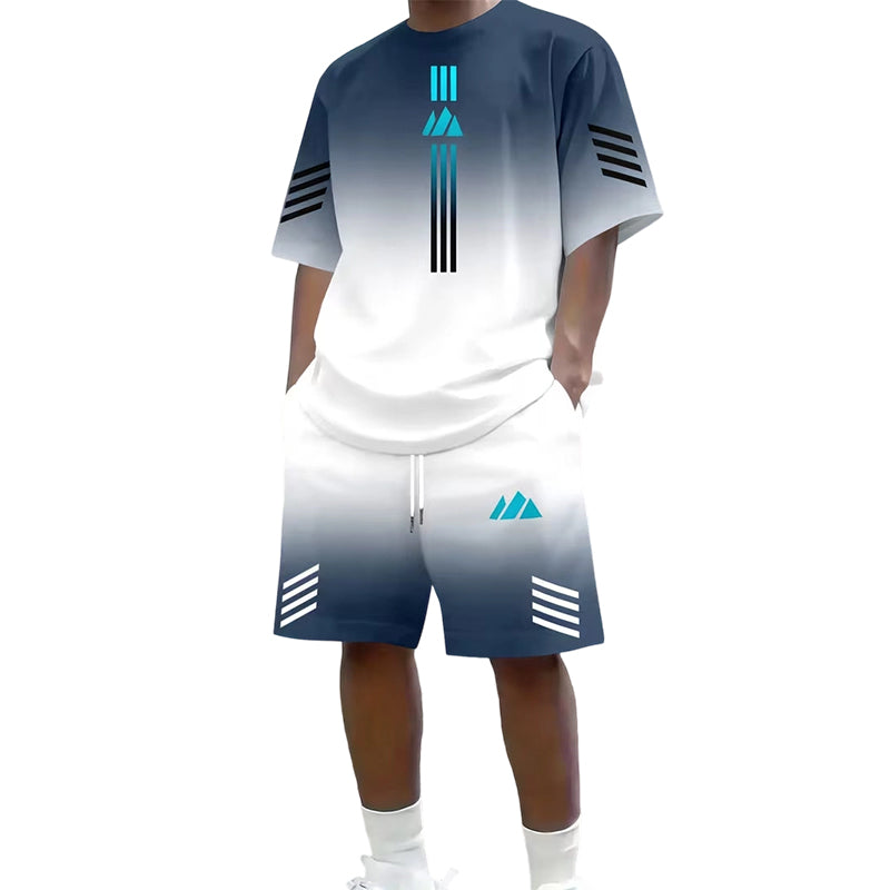 👕 50% OFF NOW! ☀️ Men’s Gradient T-Shirt & Shorts Set – Cool Drips, Zero Fuss 🩳