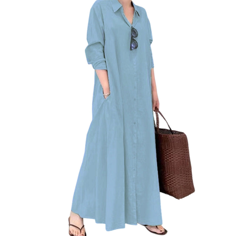 Women's Elegant Maxi Shirt Dress