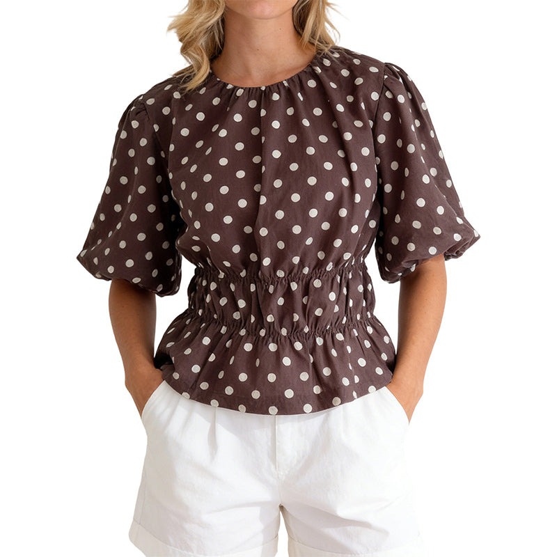 🎉 2026 Sale — Over 33 900 Sold!👚 Women's Waist‑Defining Polka Dot Top