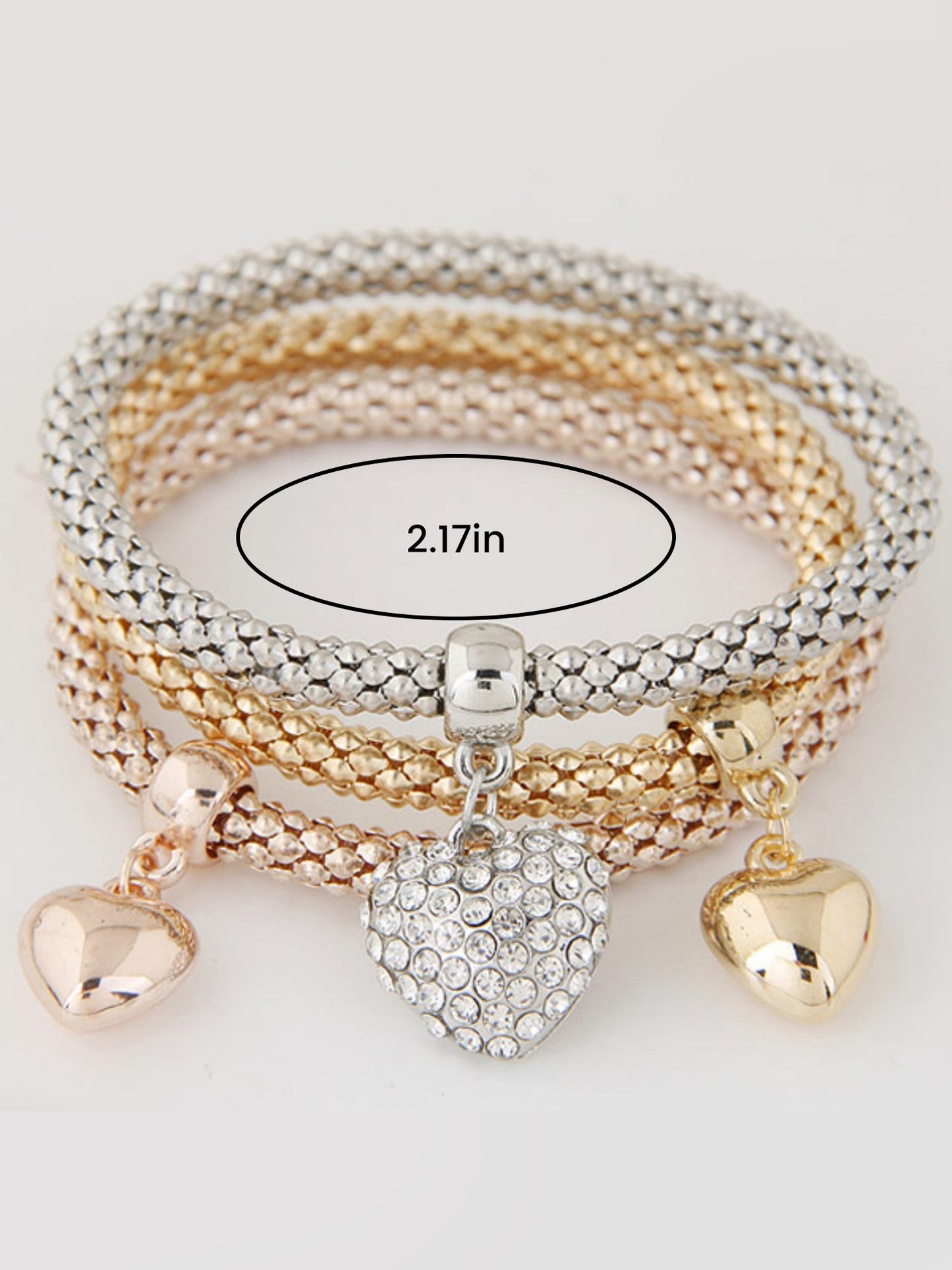 3 Packs Corn Chain Alloy Pendant Bracelet Set