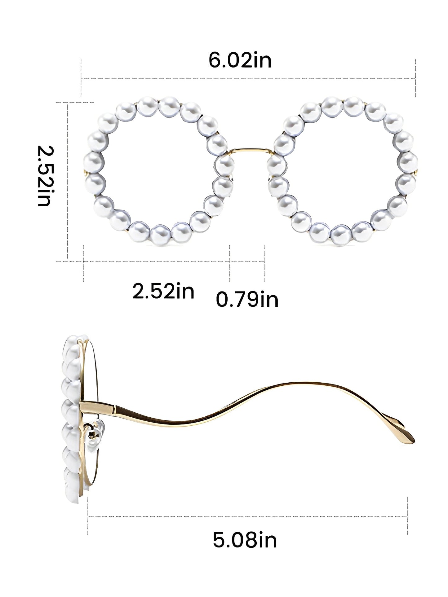 Round Frame Faux Pearl Decor Sunglasses