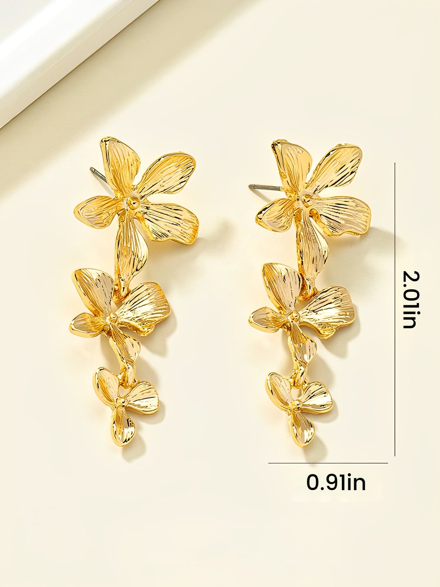 Flower Shape Irregular Metal Golden Alloy Earrings
