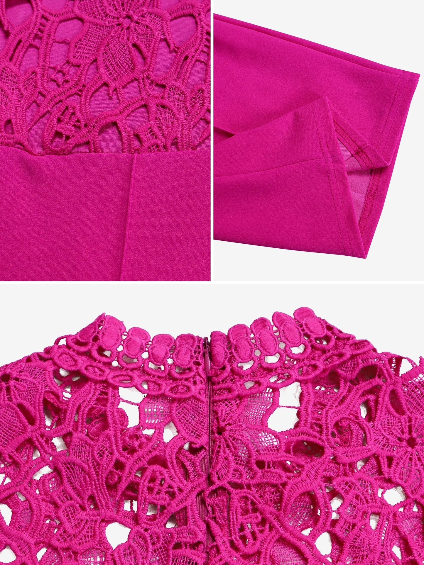 Lace Hollow Short Sleeves High Waist Straight Legs Jumpsuits
