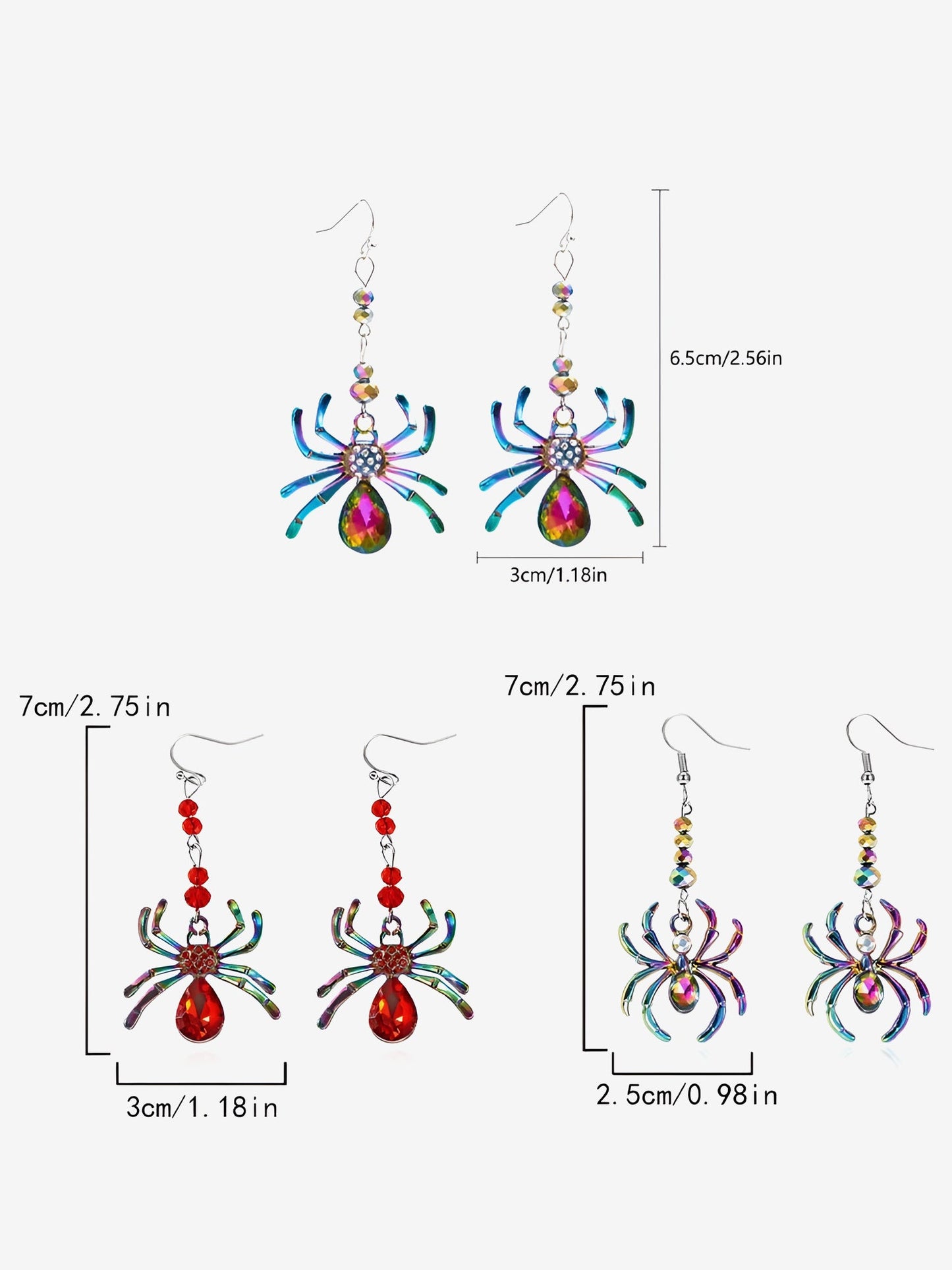 Halloween Colorful Spider Dangle Earrings