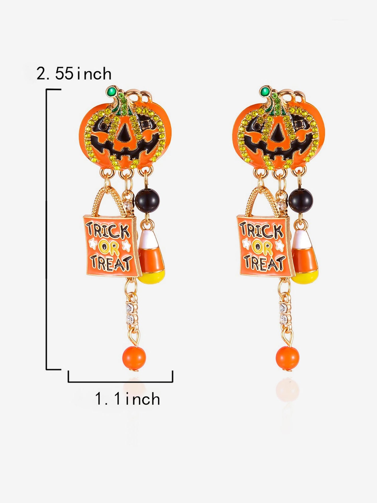 Halloween Faux Diamond Pumpkin Earrings