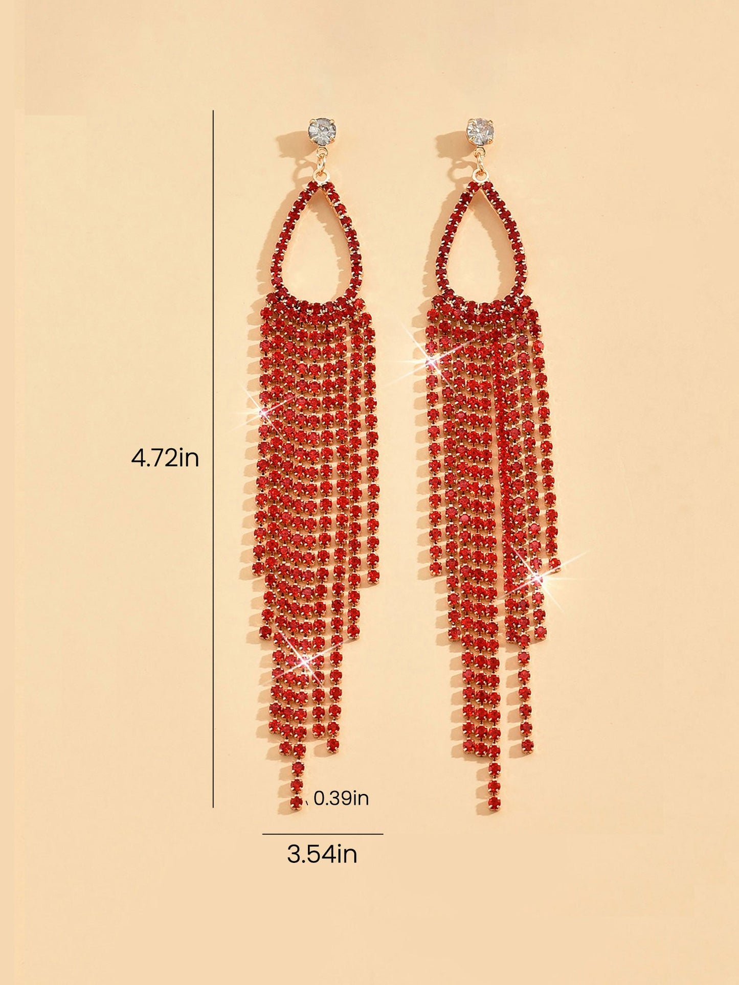 Faux Rhinestone Long Fringe Tassel Earrings