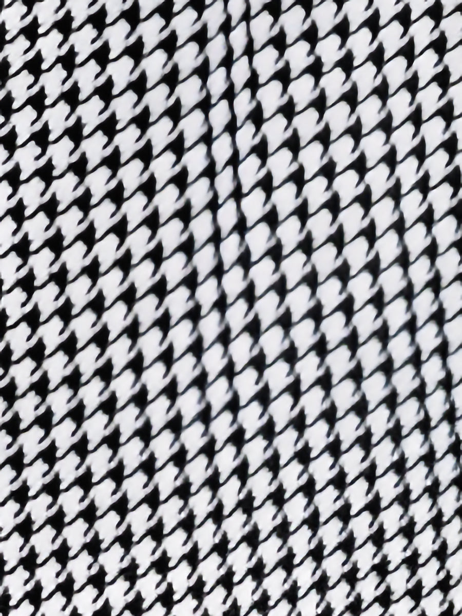 Houndstooth Patchwork Mock Neck A-Line Midi Dress