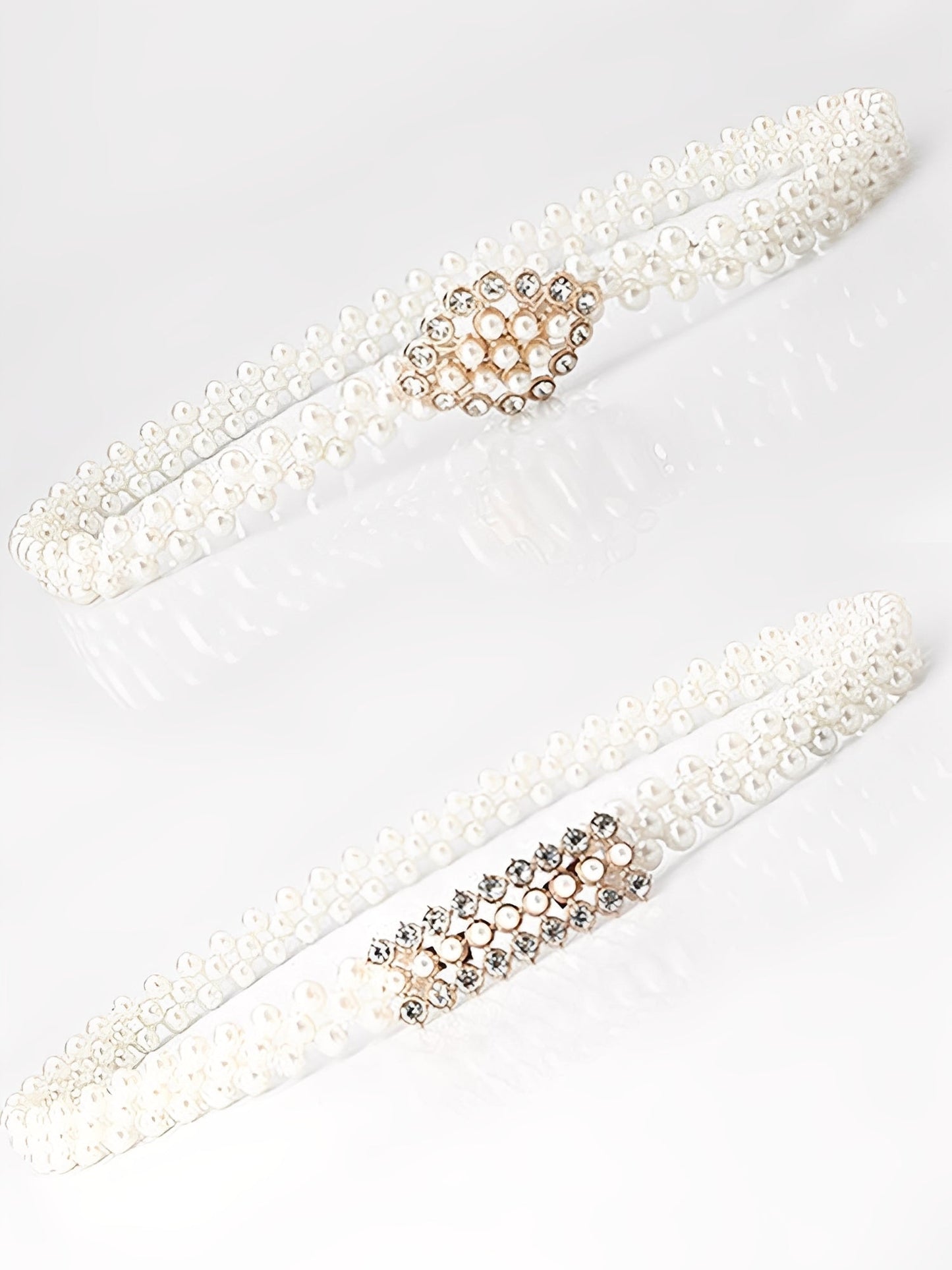 2 Pieces Faux Pearl Chain Rhinestone Women's Belt