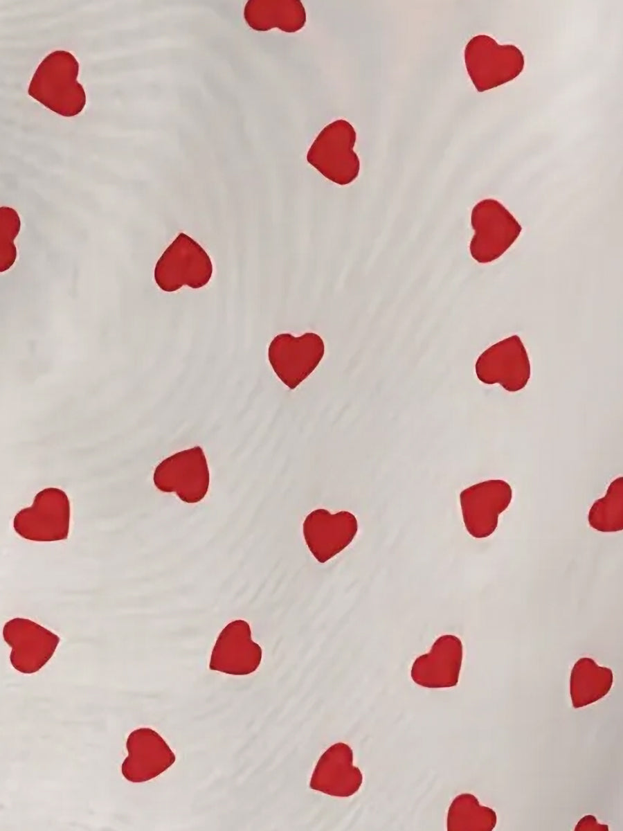 Mesh Heart Pattern Crew Neck Cropped Top