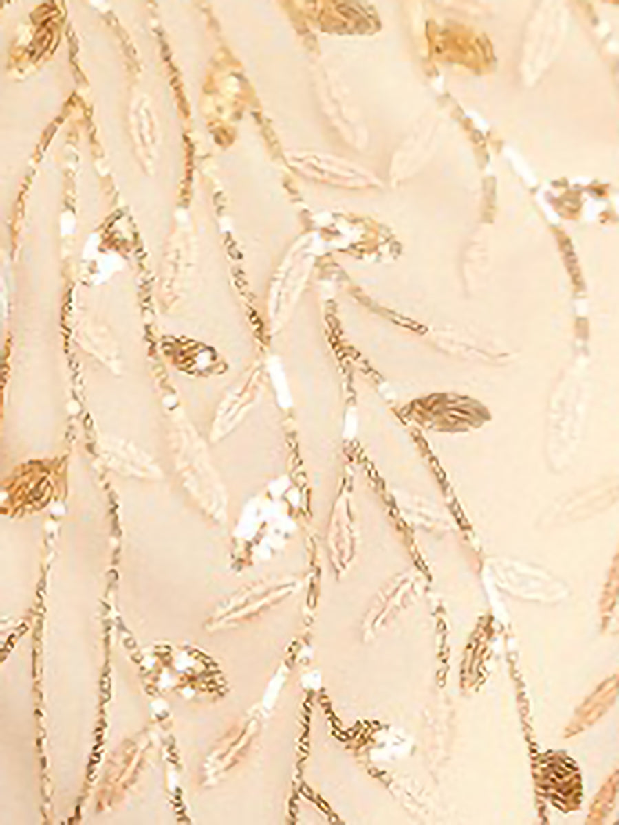 Sequin Embroidered Long Sleeve Round Neck Fishtail Dress Evening Gown