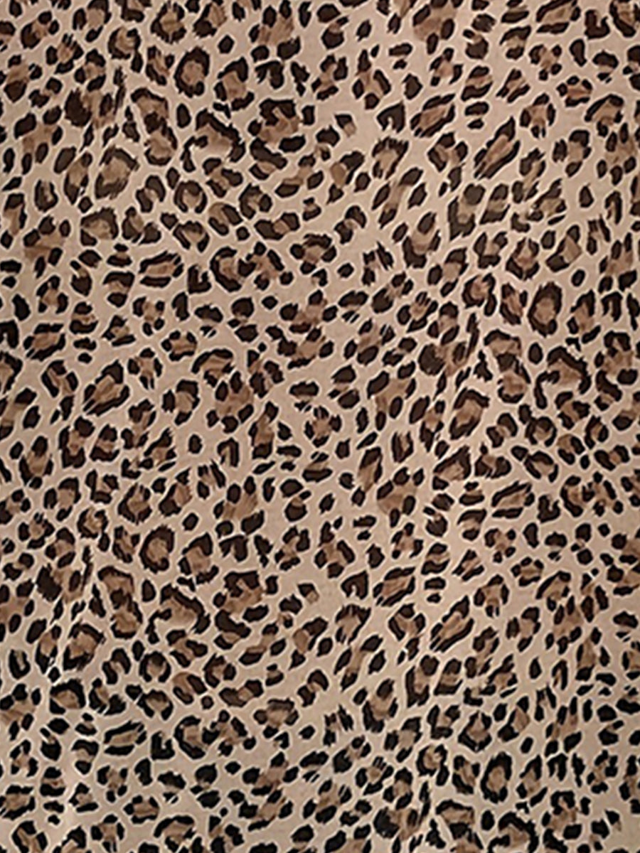 Ruffled V Neck Leopard Print Sleeveless Blouse