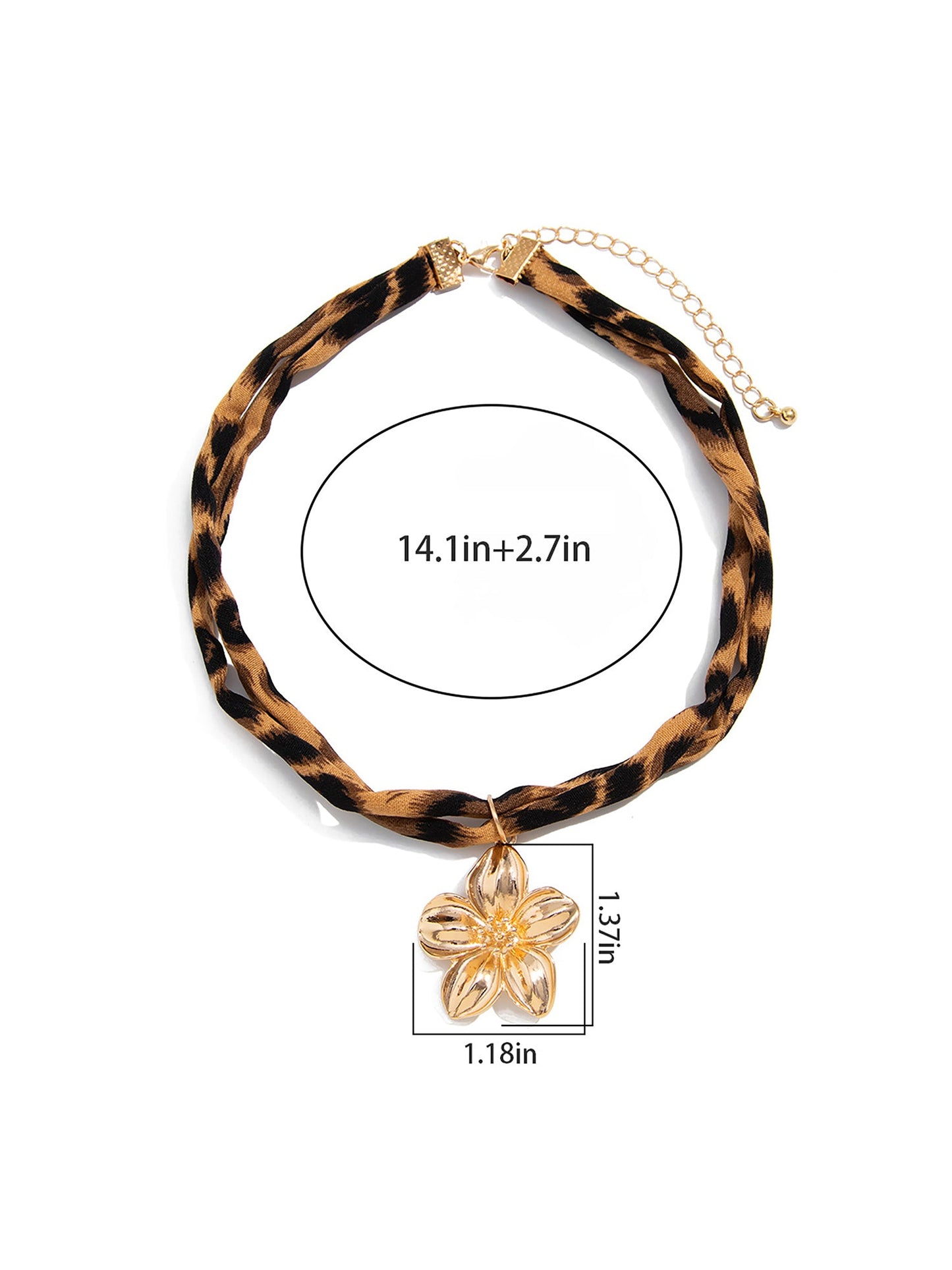 Alloy Pendant Leopard-Print Cotton Necklace