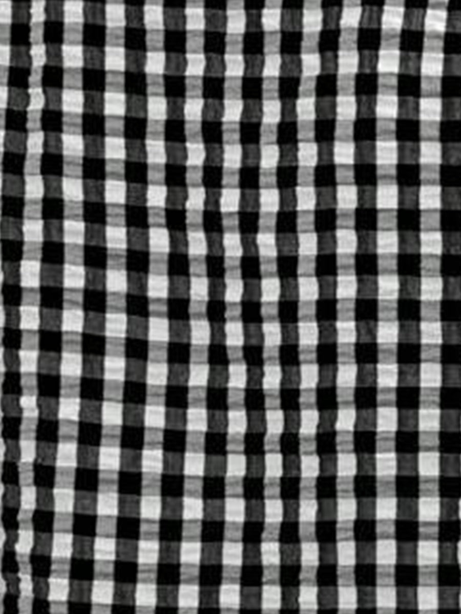 Gingham Double-Layer Ruffled Sleeves Blouse