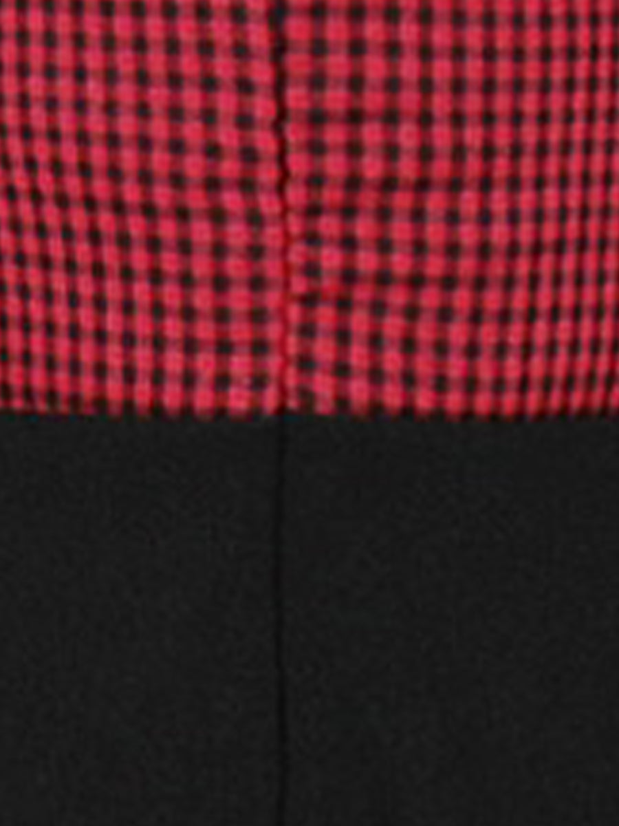 Square Neck Gingham Patchwork Retro Swing Dress