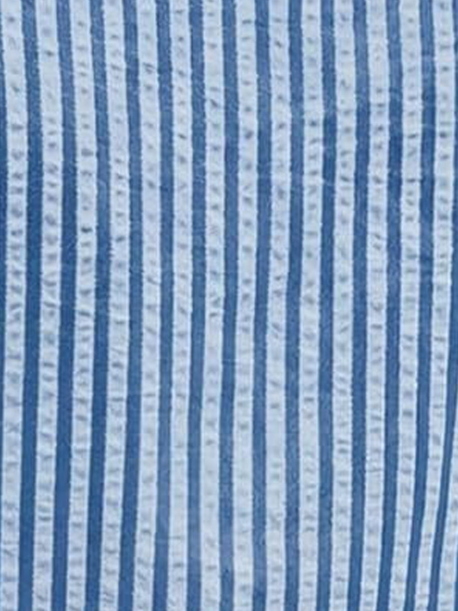 Notch Neck Striped Layered Cap Sleeve Blouse