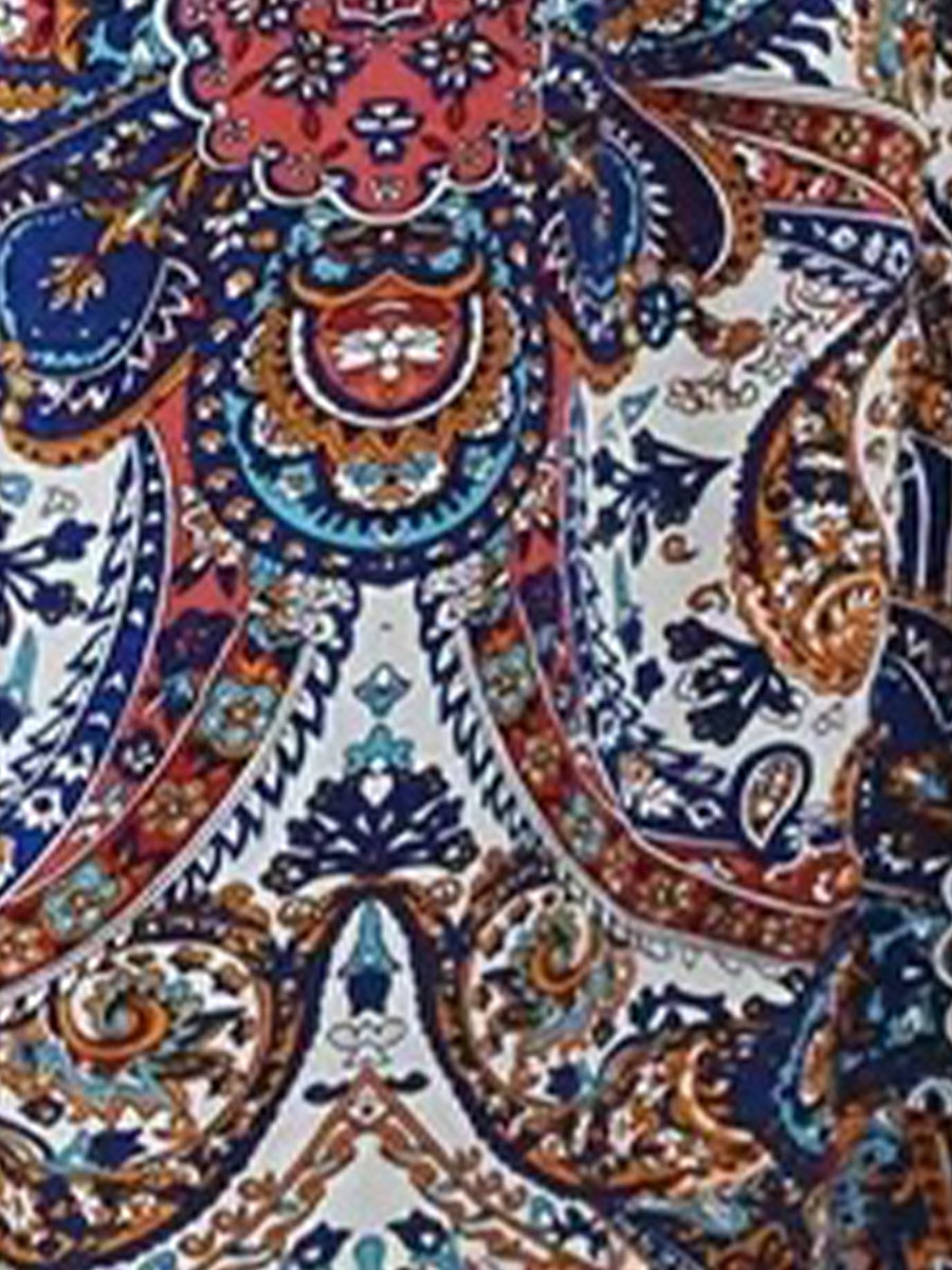 Boho Paisley V Neck Sleeveless Slit Romper Dress