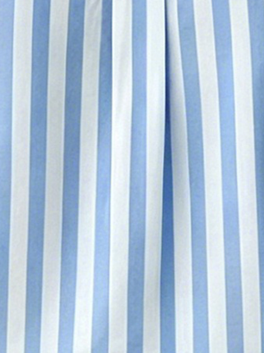 Notch Neck Buttoned Striped Long Sleeve Work Blouse