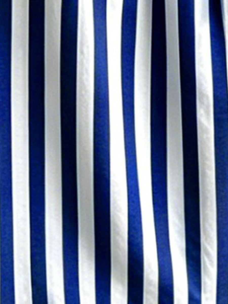 Striped Ruffled Cropped Three-Quarter Sleeve Blouse
