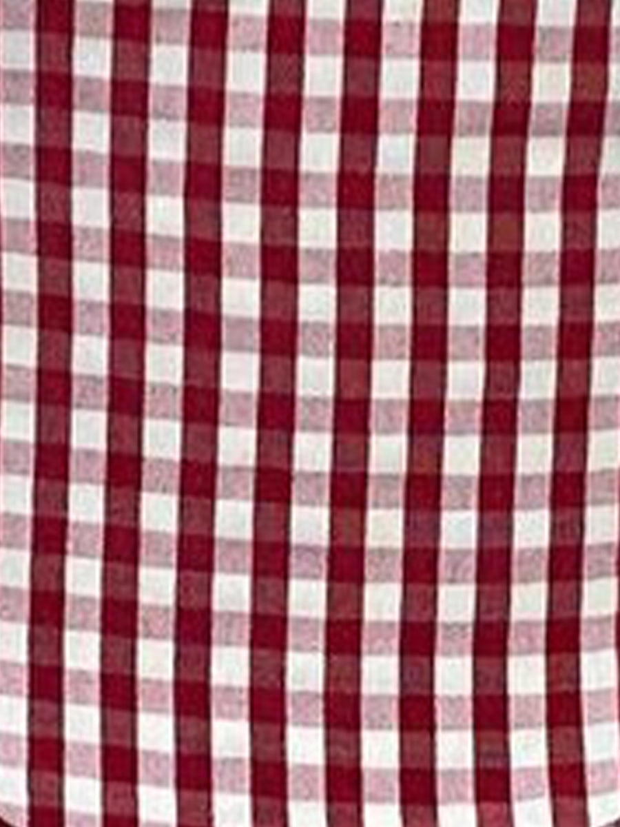 Gingham Bow Backless Checkered Puff Sleeves Mini Dress