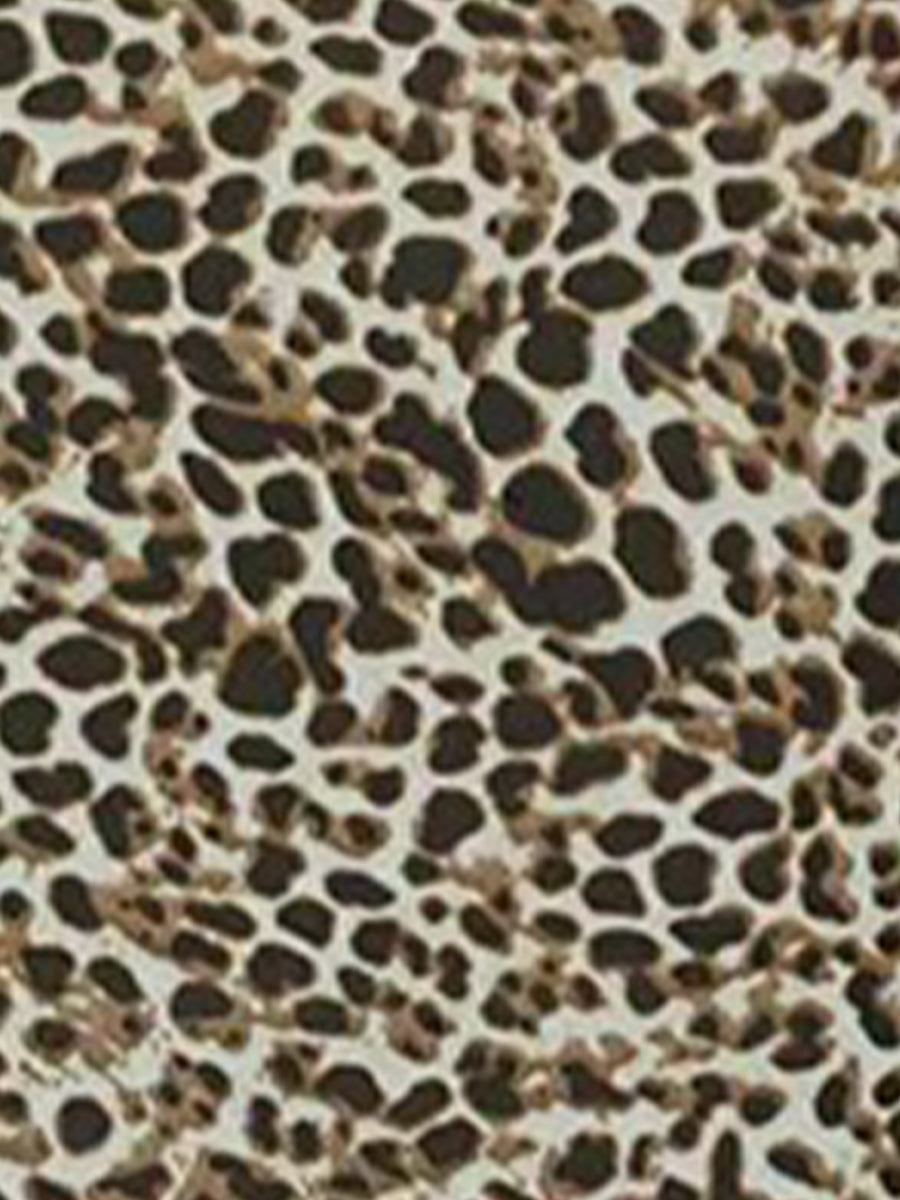 Leopard Chiffon Ruffled Long Sleeves Blouse