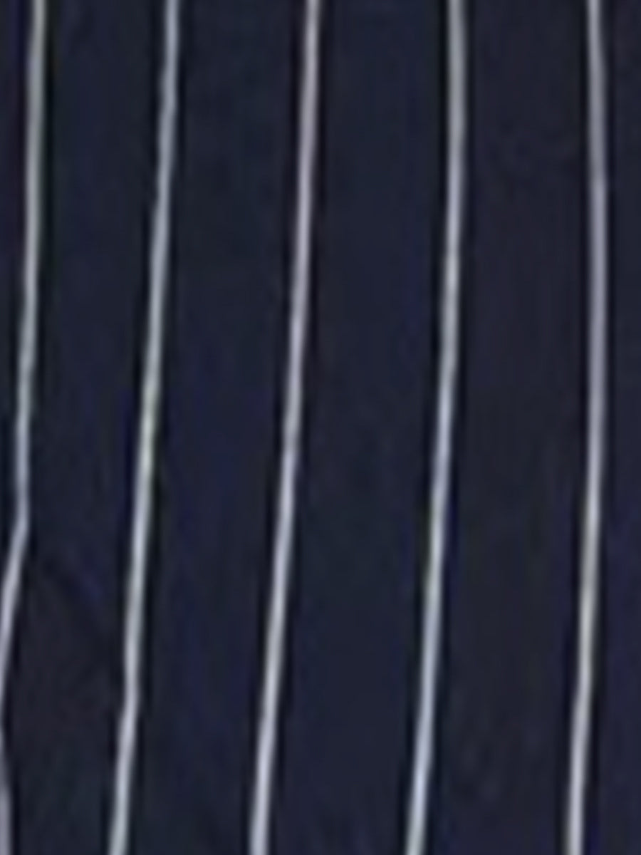 Striped Long Bell Sleeves Cinched Waist Blouse