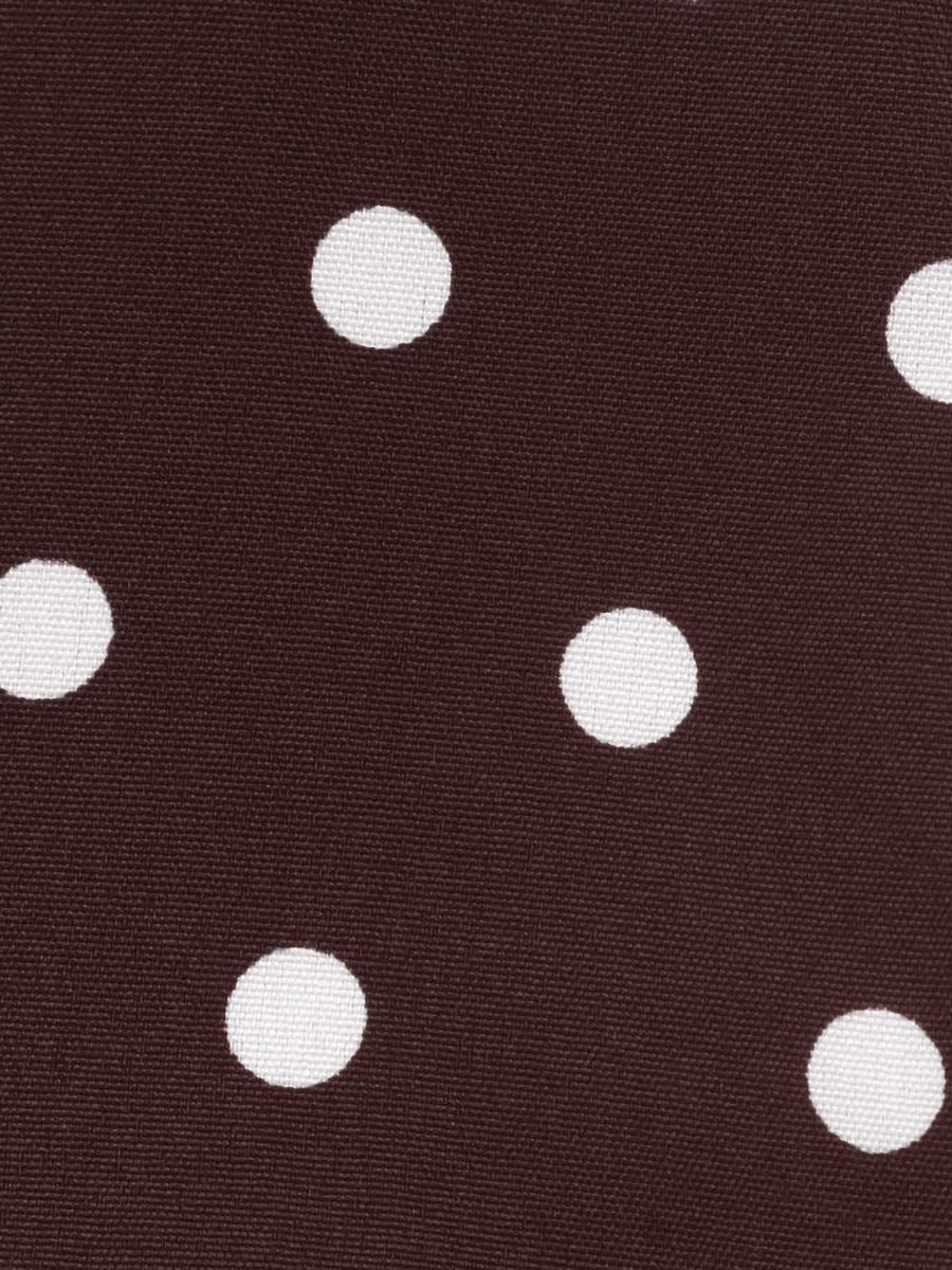 Polka Dots Puff Long Sleeves Tie Waist A-Line Shirt Dress