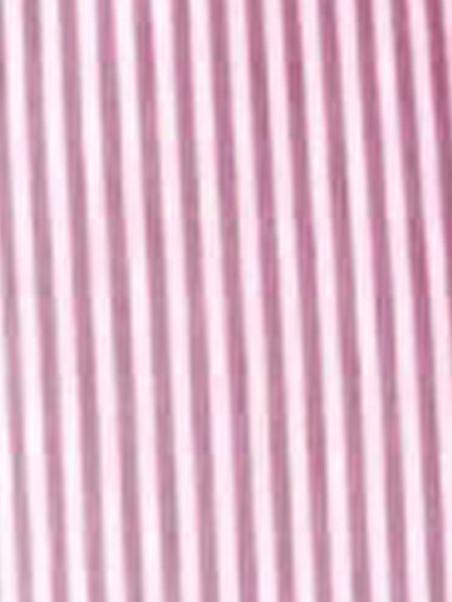 Vertical Striped Lace-Up Bow Collar Puff Sleeves Blouse