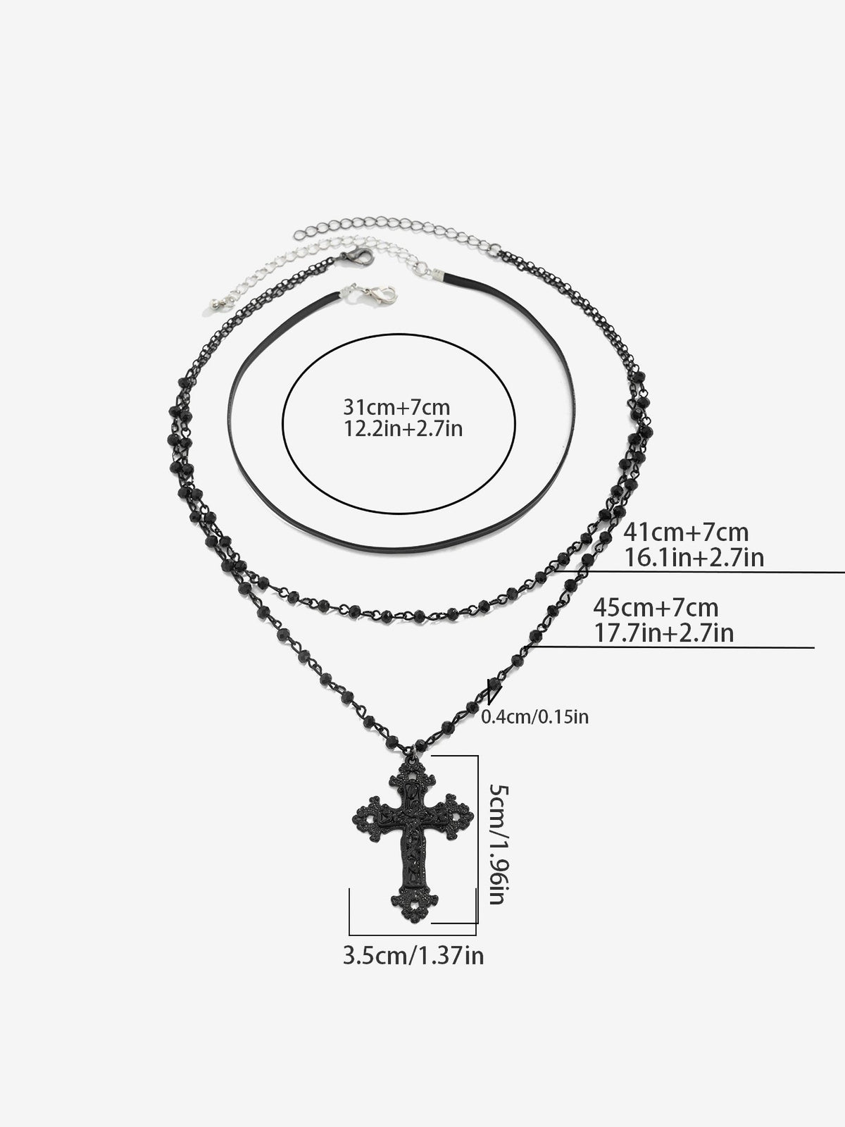 Halloween Gothic Cross Pendant Multi-Layer Necklace