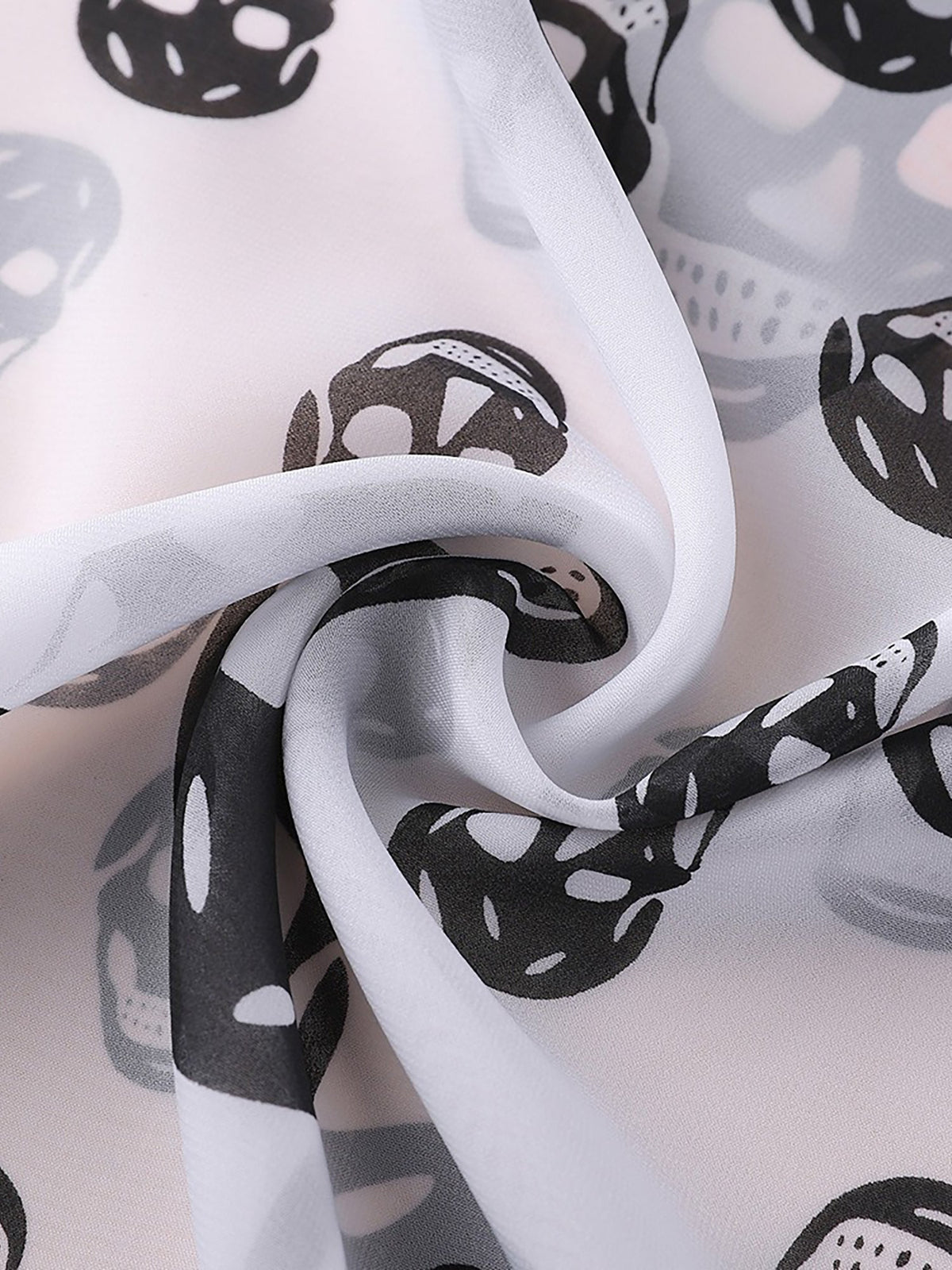 Halloween Skull Printed Chiffon Long Scarf