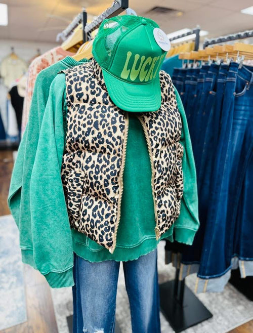 Acid Wash Fleece Sweatshirt Green