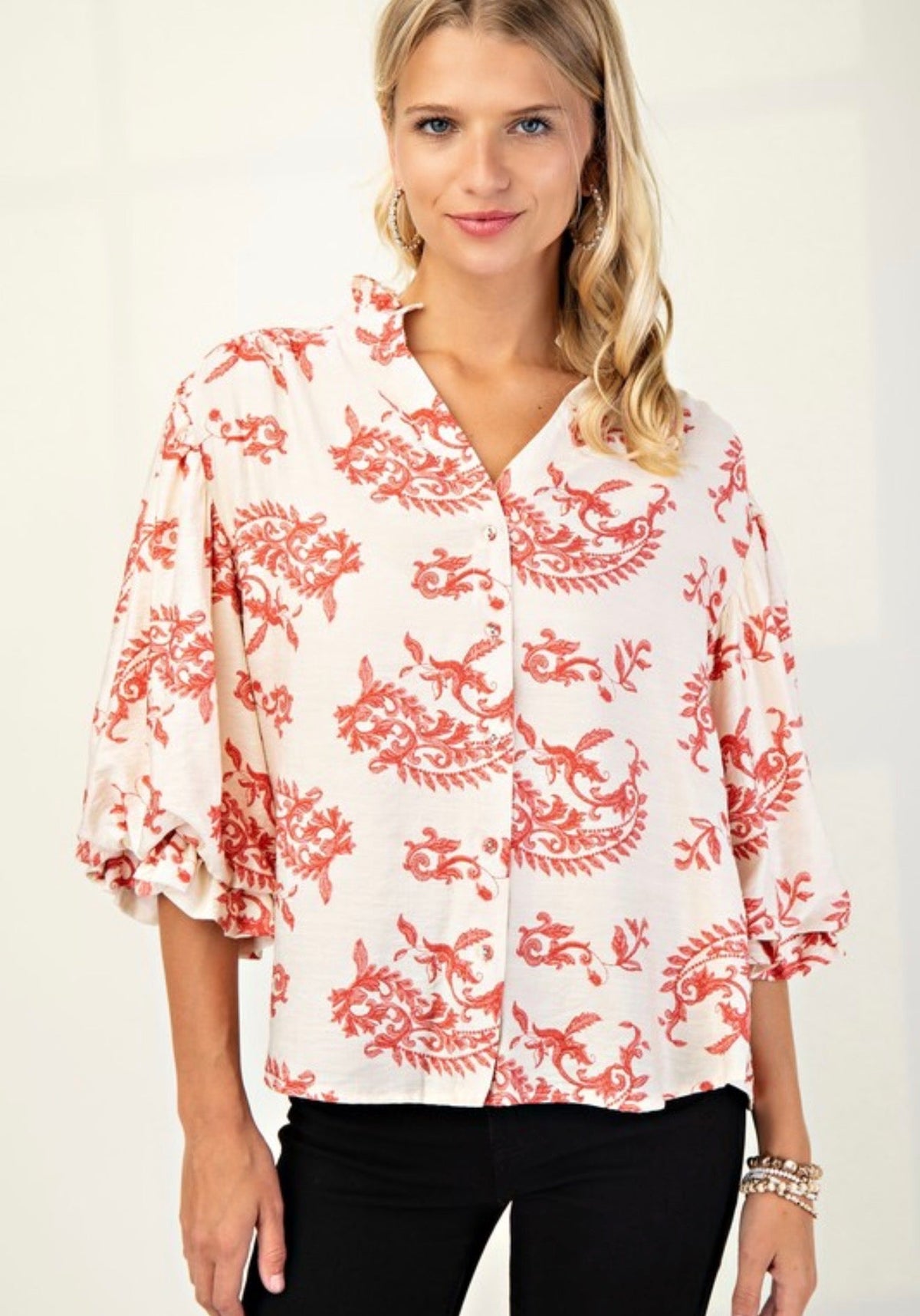 Raspberry Mix Button Down Top