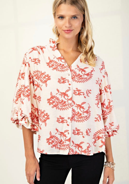 Raspberry Mix Button Down Top