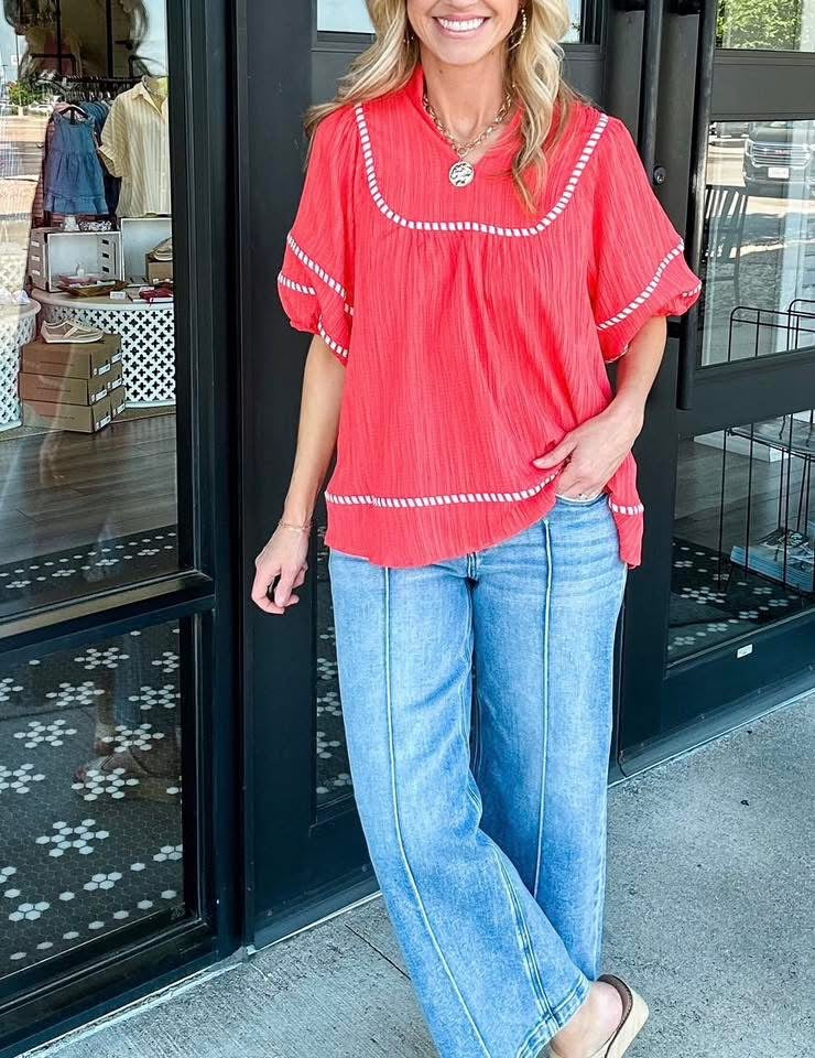 UMGEE Strawberry Contrast Top