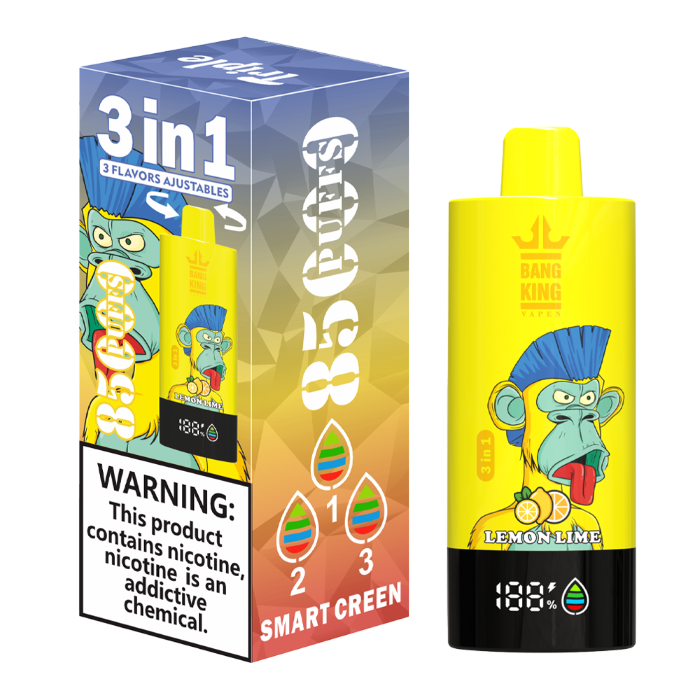 Bang King 85000 85k Puffs 3 in 1 Flavors Newest Original Rechargeable LCD Display Disposable Vape